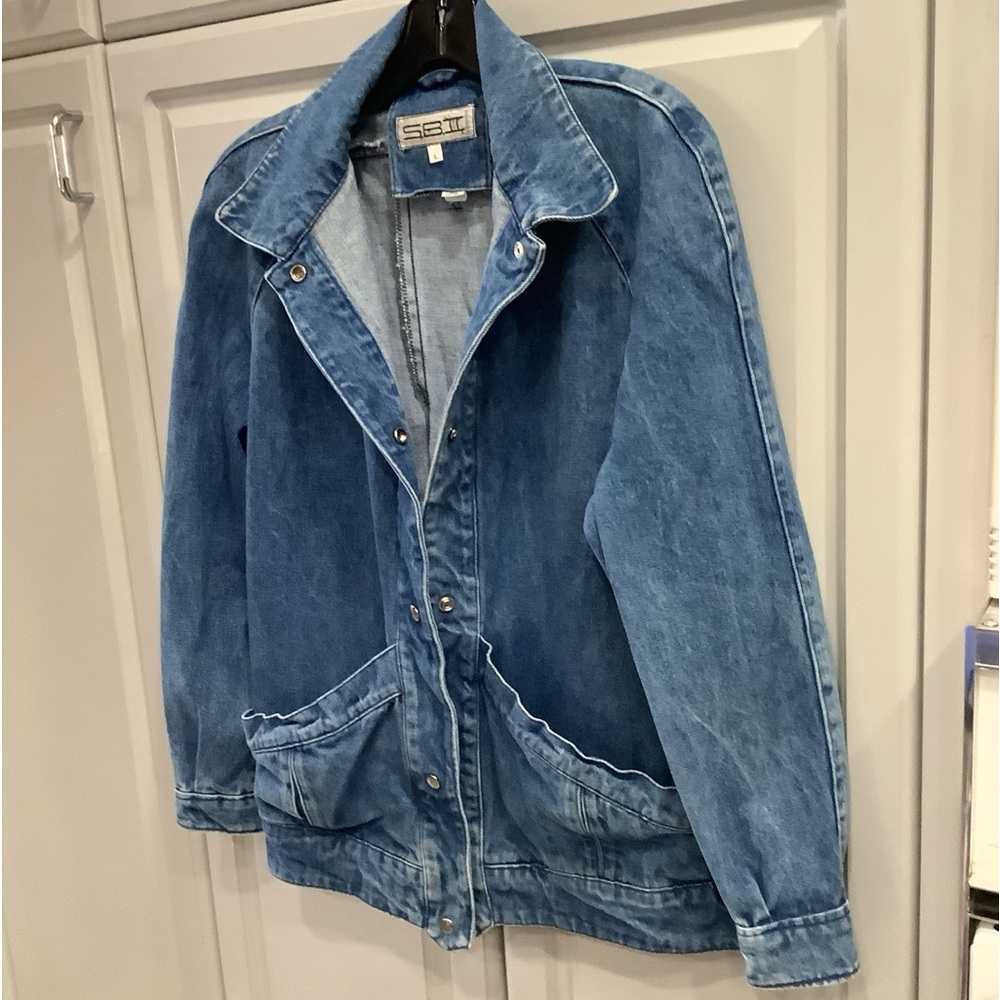 S.B. II by Bitterman Woman’s Vtg Blue Denim Coat Jacket Sz L, Snap Closure - Picture 6 of 11